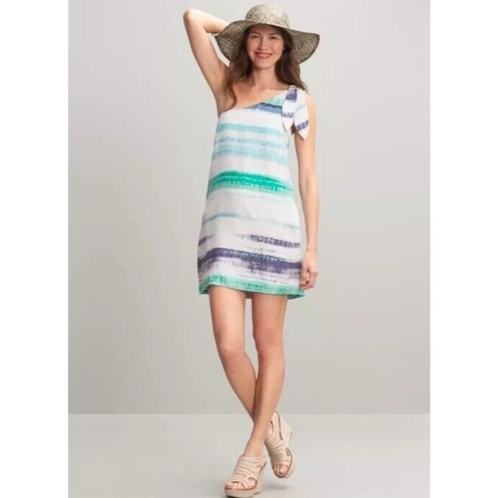 NWT Banana Republic Silk Dress Size 12 Combo Brush Stroke One Shoulder $130